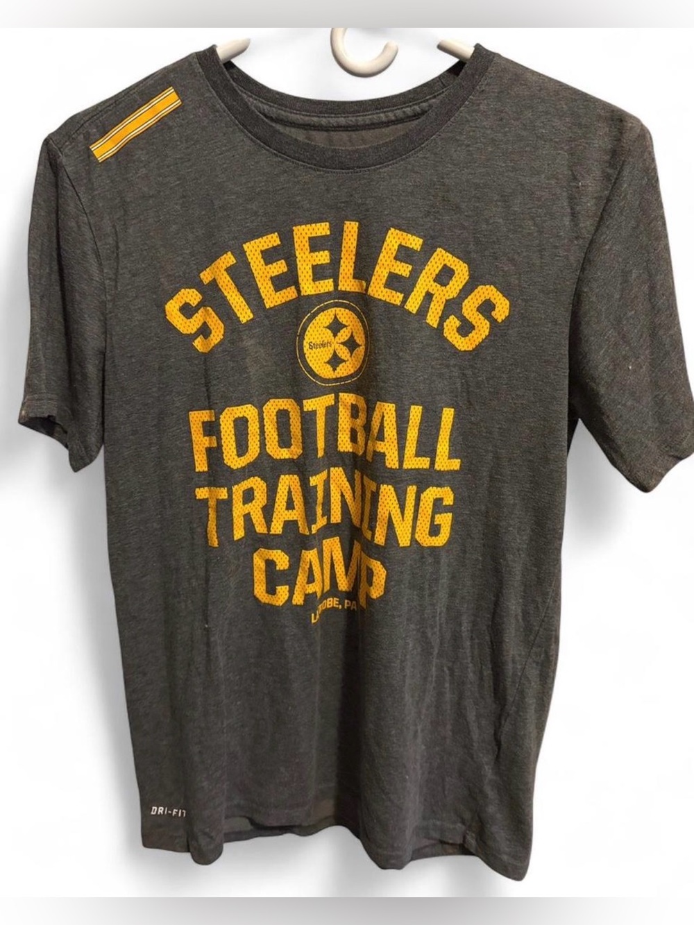 Nike Gray Steelers Football Training Camp Tee with Yellow Logo